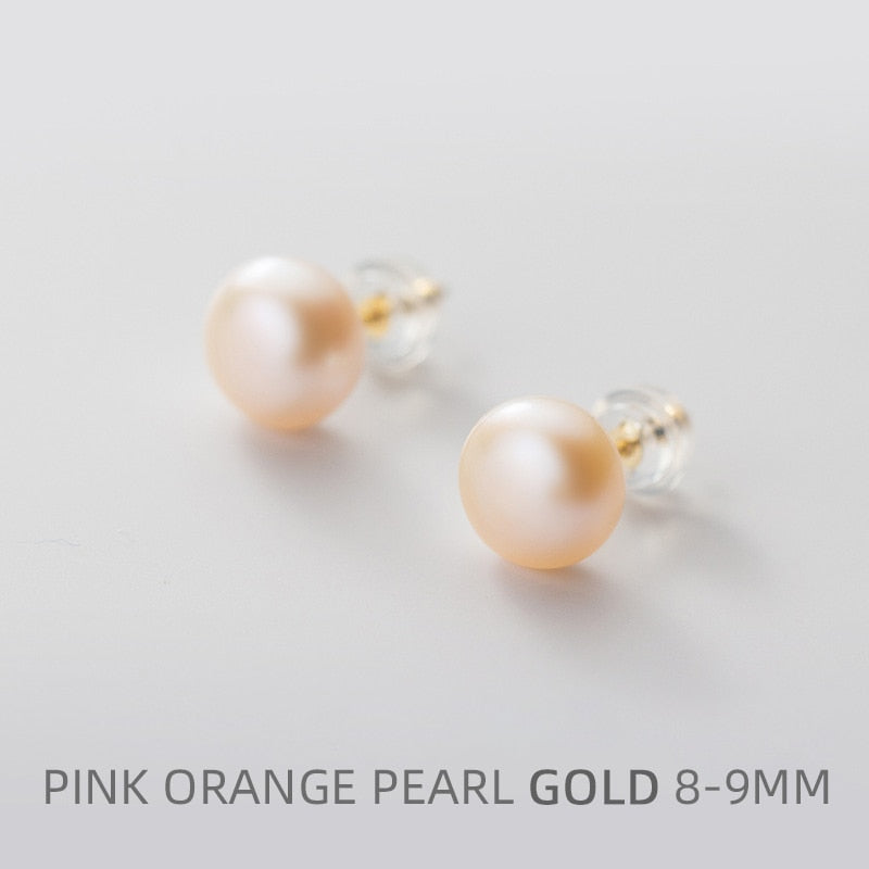 Multi-Color Natural Pearl  Anti-Allergy Stud Earring