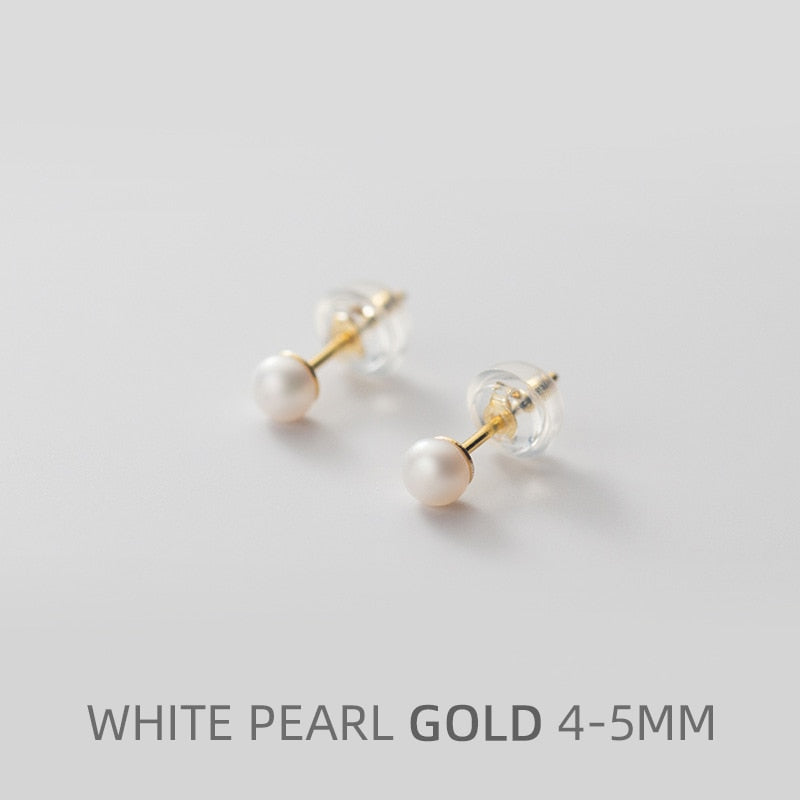 Multi-Color Natural Pearl  Anti-Allergy Stud Earring