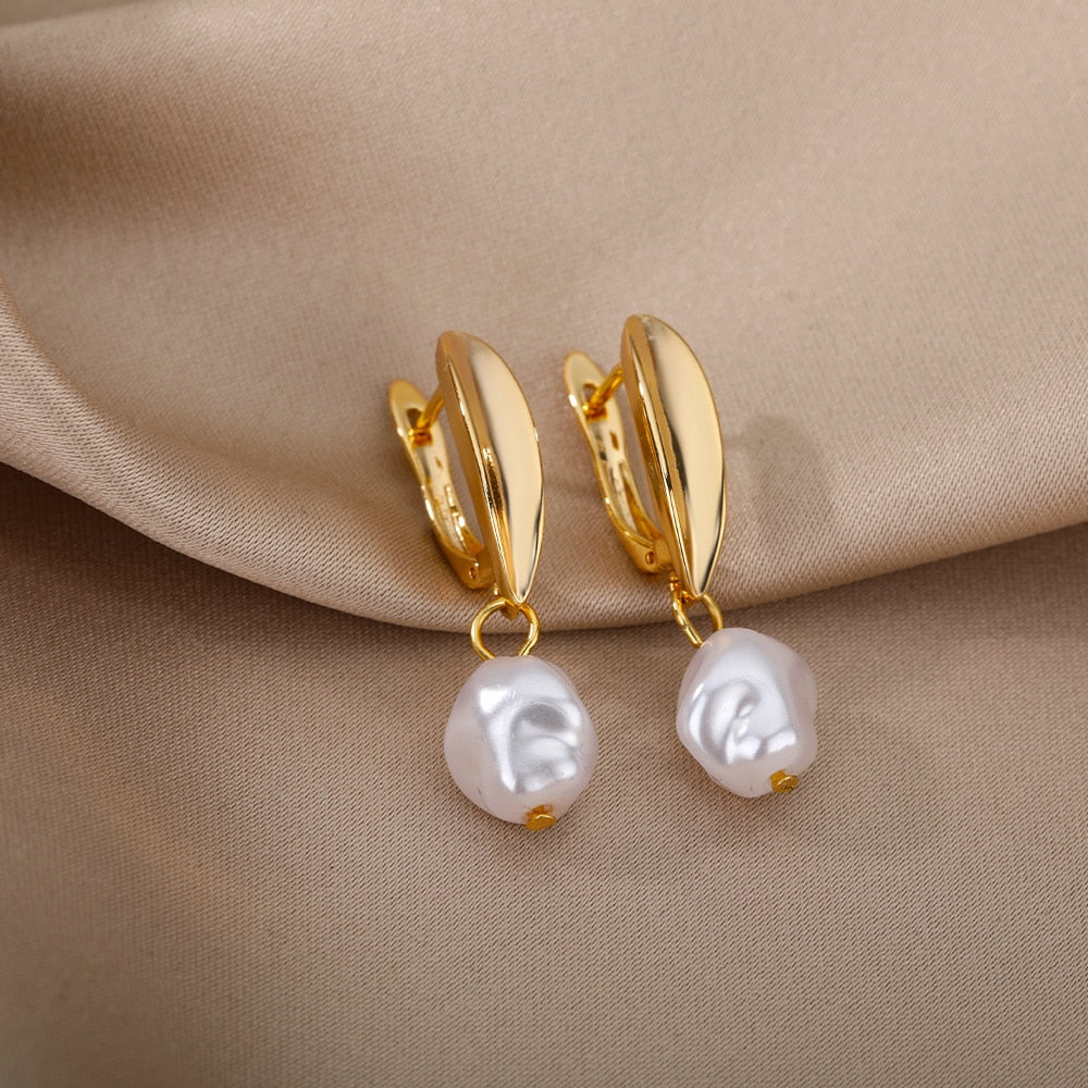 Vintage Punk Baroque Pearl Earrings