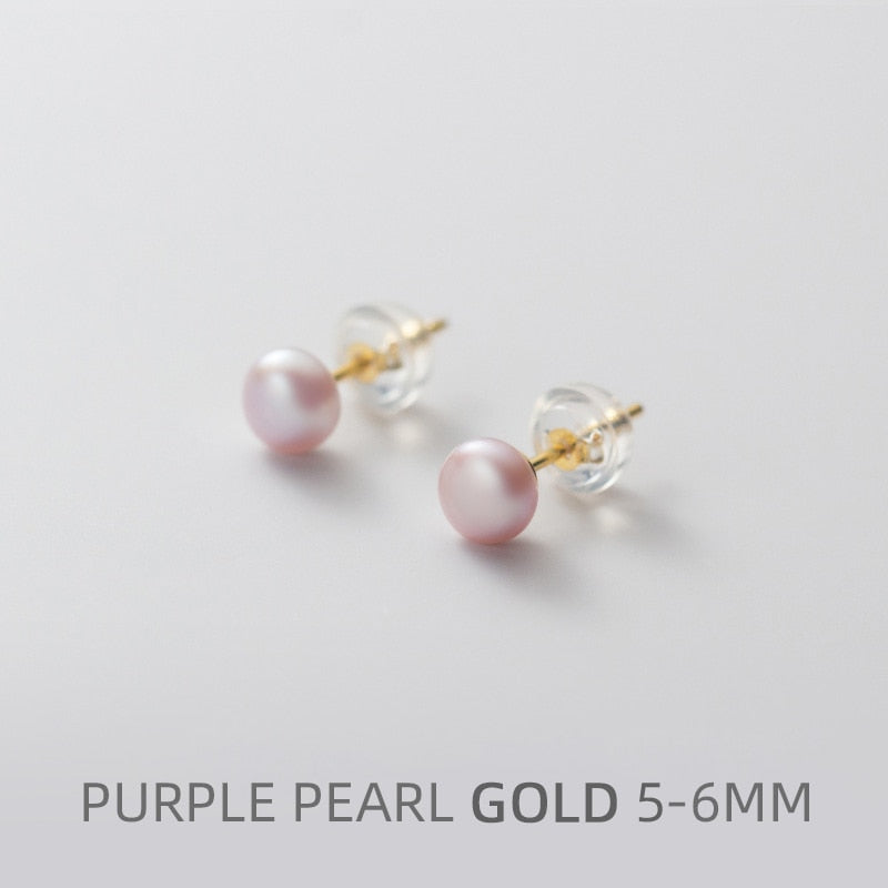 Multi-Color Natural Pearl  Anti-Allergy Stud Earring