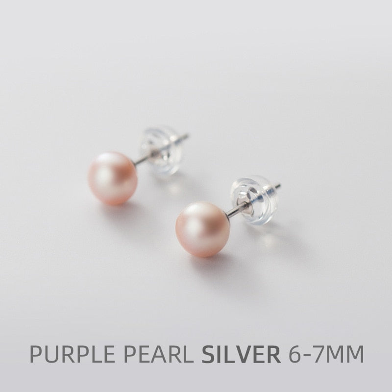 Multi-Color Natural Pearl  Anti-Allergy Stud Earring