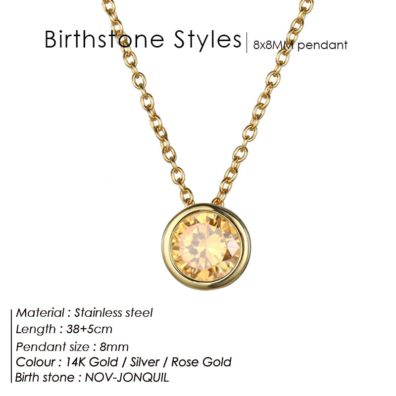 Simple luxury  Birthstone Necklace