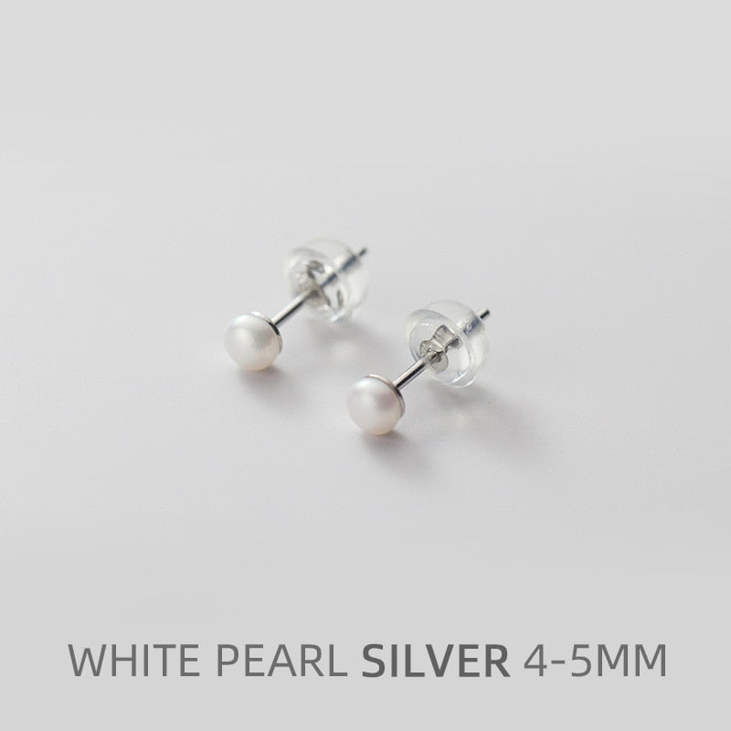 Multi-Color Natural Pearl  Anti-Allergy Stud Earring