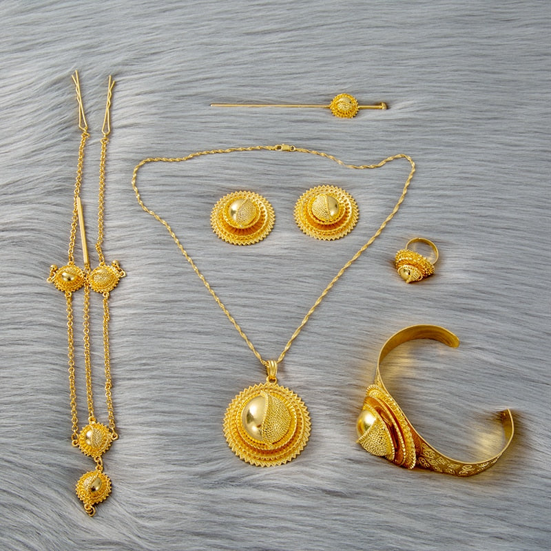 Dubai Gold Plated Ethiopian Jewelry Sets