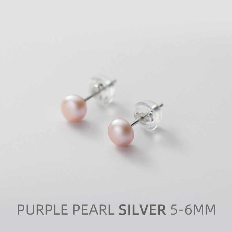 Multi-Color Natural Pearl  Anti-Allergy Stud Earring