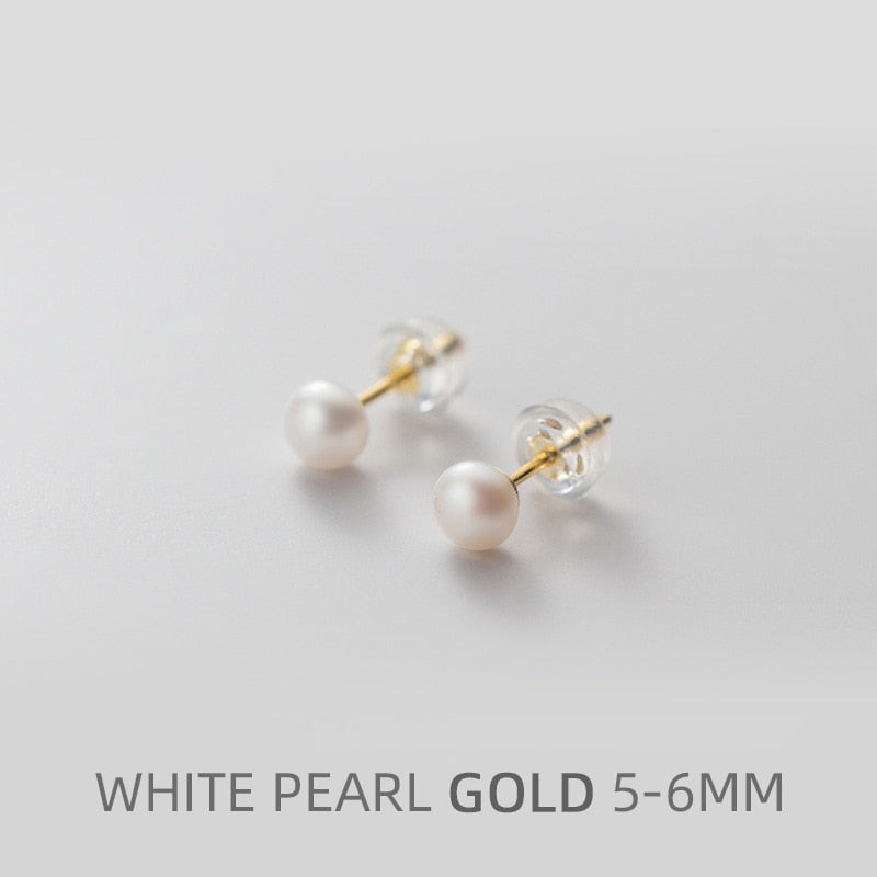 Multi-Color Natural Pearl  Anti-Allergy Stud Earring