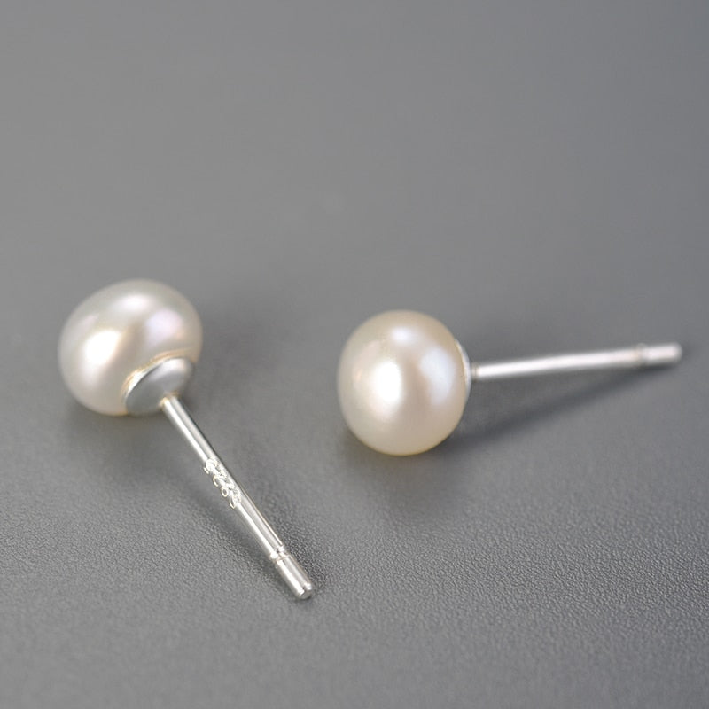 Natural Pearls Stud Earrings  Handmade