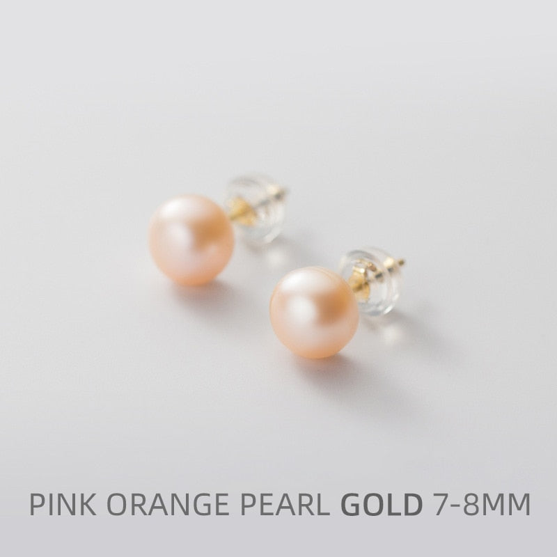 Multi-Color Natural Pearl  Anti-Allergy Stud Earring