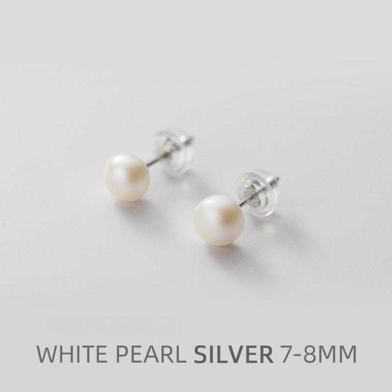 Multi-Color Natural Pearl  Anti-Allergy Stud Earring