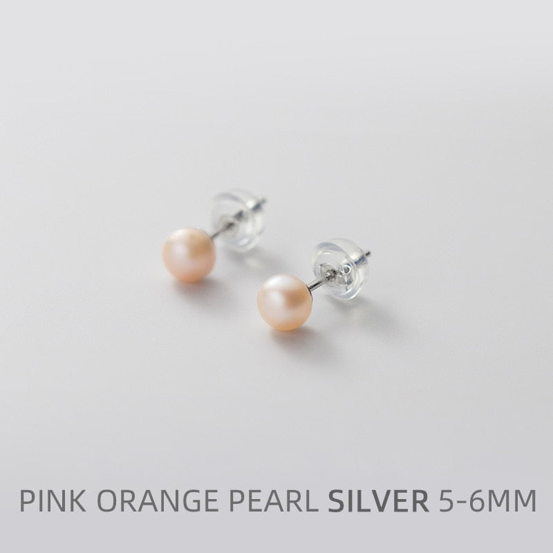 Multi-Color Natural Pearl  Anti-Allergy Stud Earring