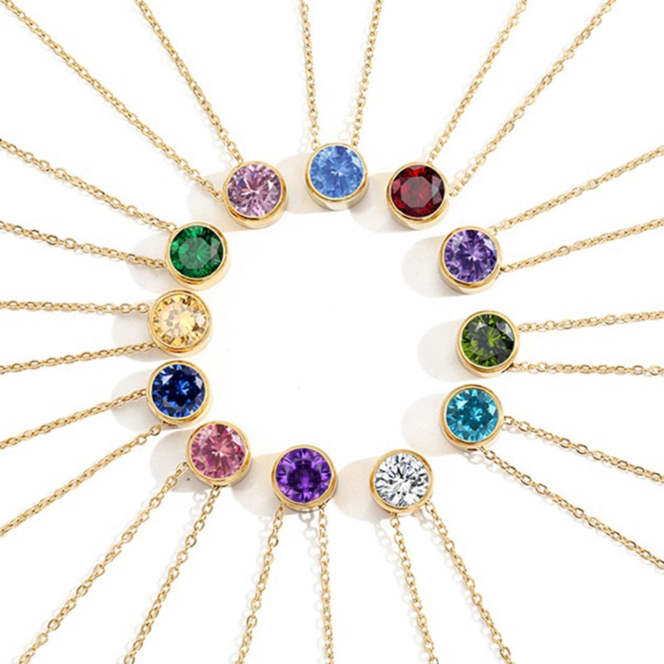 Simple luxury  Birthstone Necklace