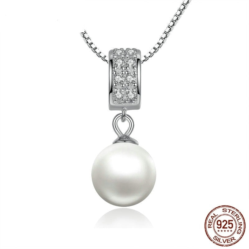 Simulated Pearl Pendant Long Chain Necklace