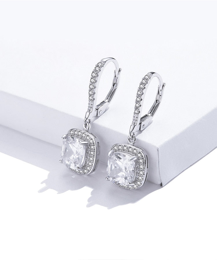 Dazzling Cubic Zircon Square Geometric Drop Earrings