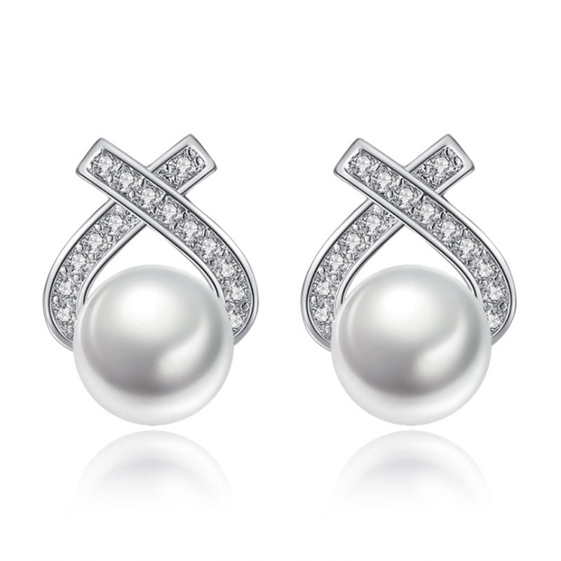 Retro Elegant Pearl Ear Stud Earrings