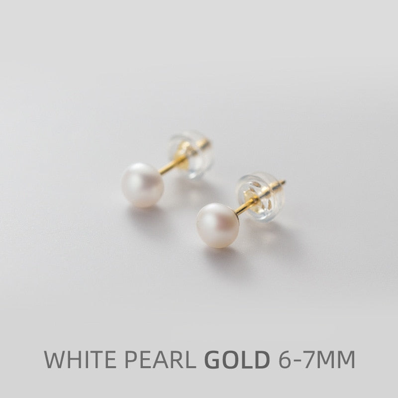 Multi-Color Natural Pearl  Anti-Allergy Stud Earring