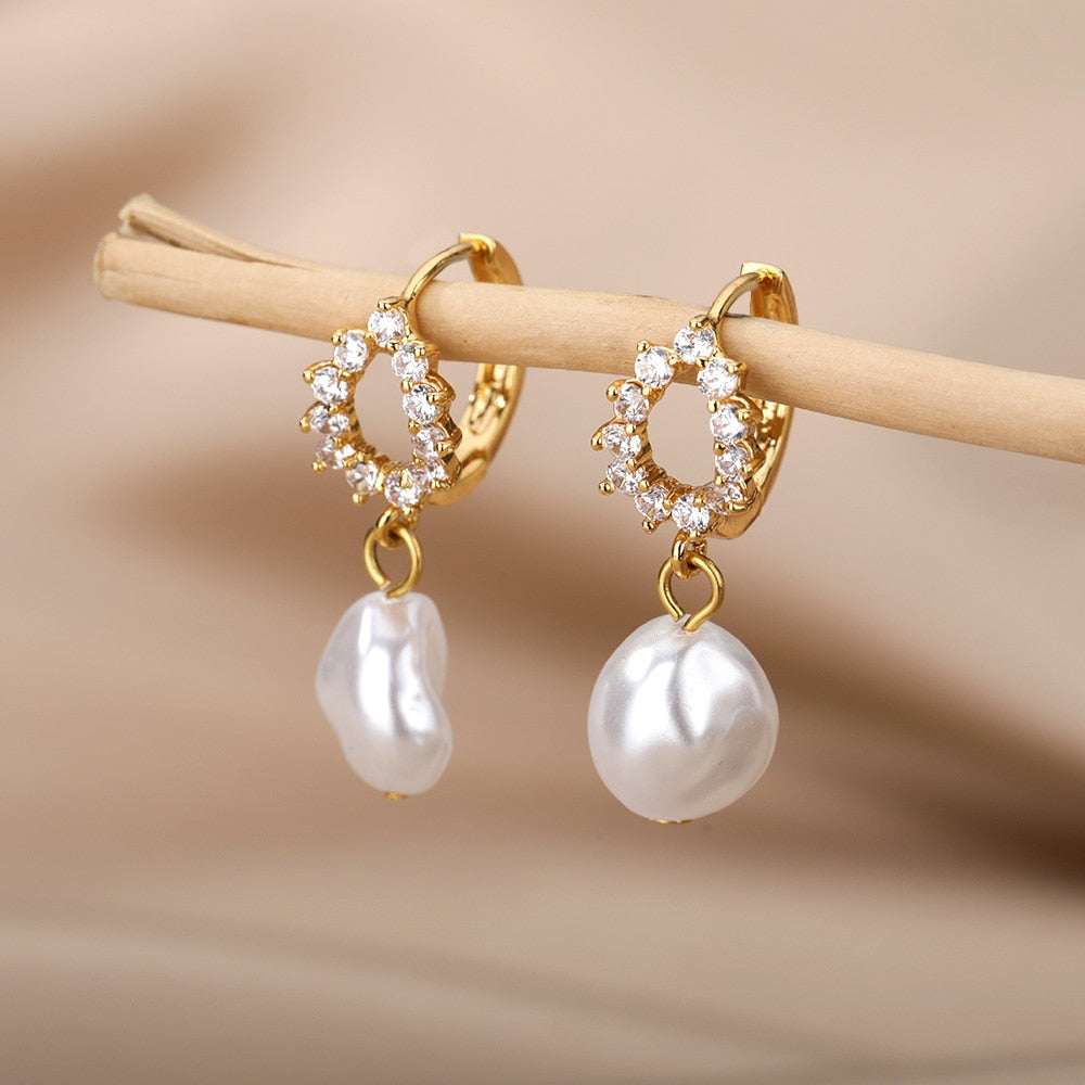 Vintage Punk Baroque Pearl Earrings