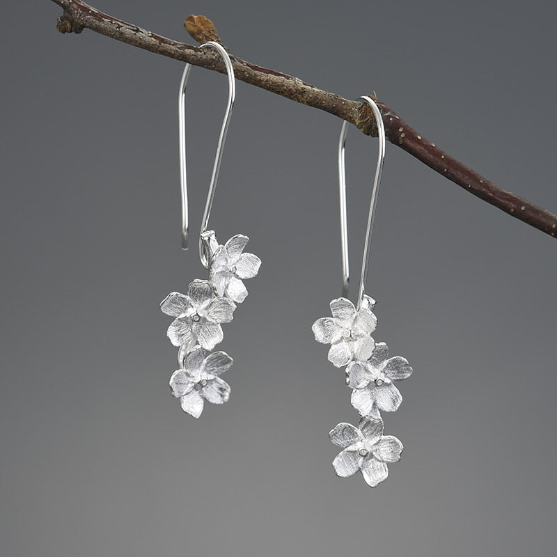 Forget-me-not Flower Long Dangle Earrings