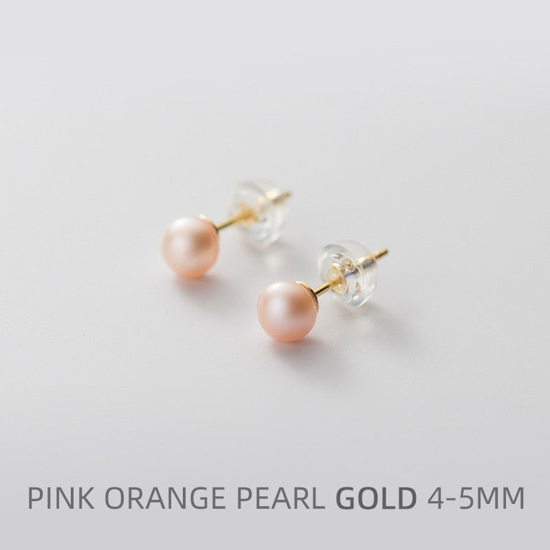 Multi-Color Natural Pearl  Anti-Allergy Stud Earring