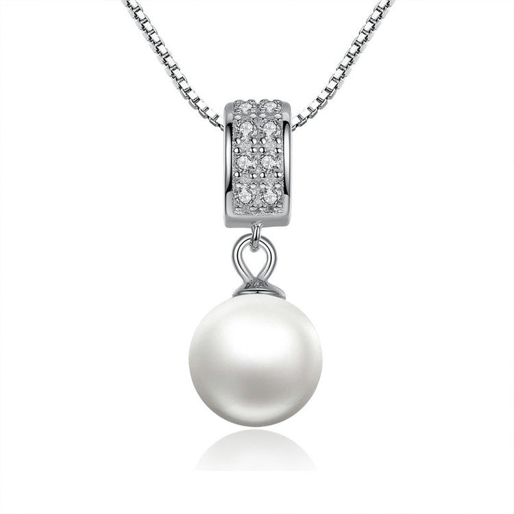 Simulated Pearl Pendant Long Chain Necklace