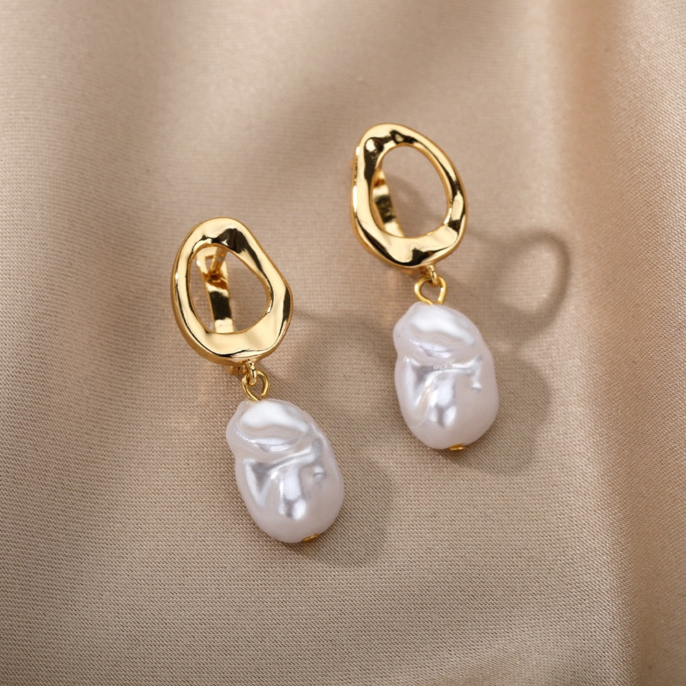 Vintage Punk Baroque Pearl Earrings