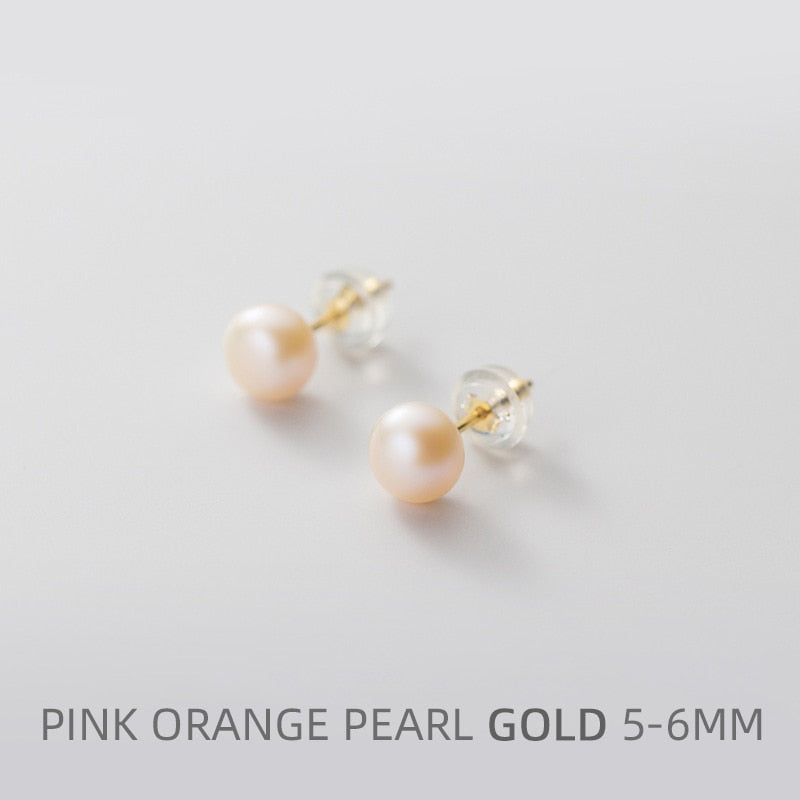 Multi-Color Natural Pearl  Anti-Allergy Stud Earring