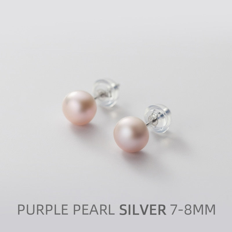 Multi-Color Natural Pearl  Anti-Allergy Stud Earring