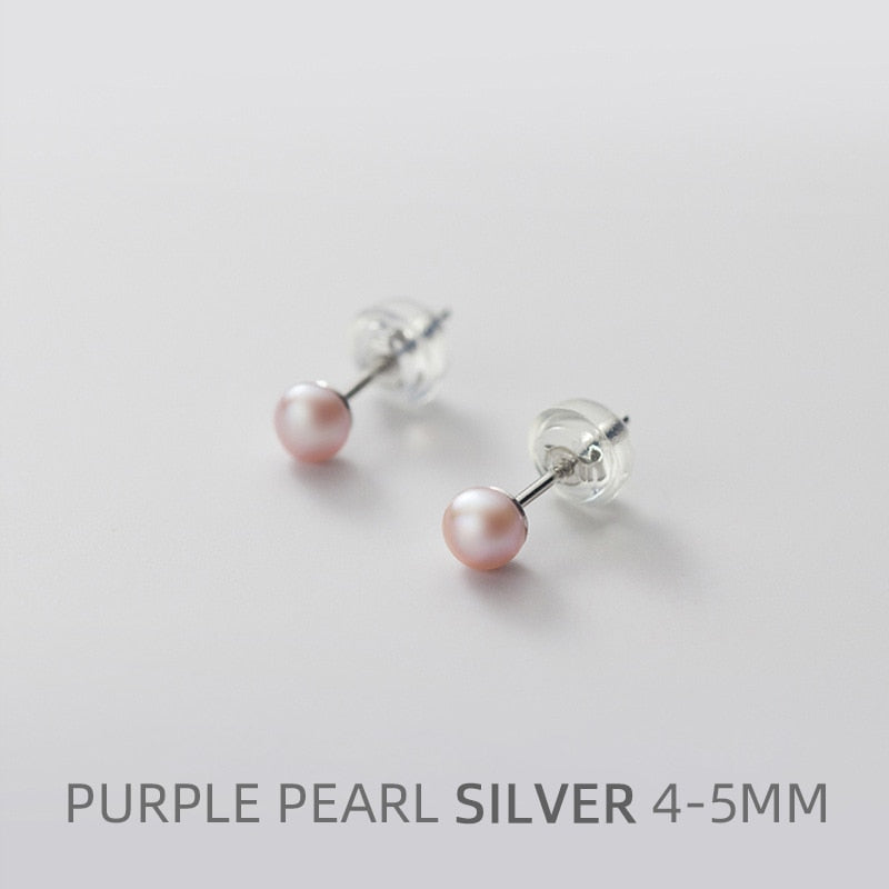 Multi-Color Natural Pearl  Anti-Allergy Stud Earring