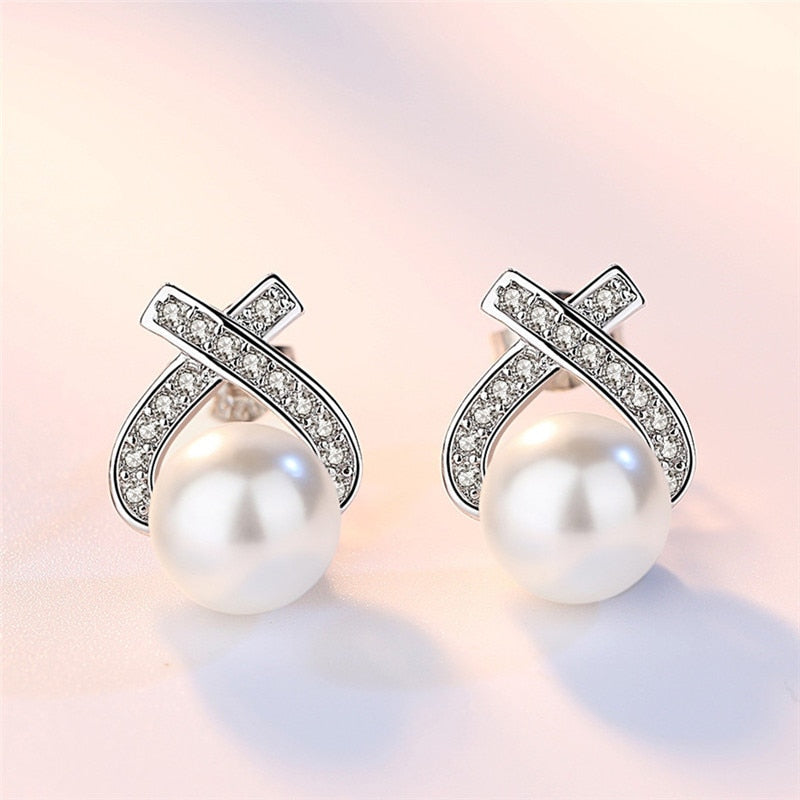 Retro Elegant Pearl Ear Stud Earrings