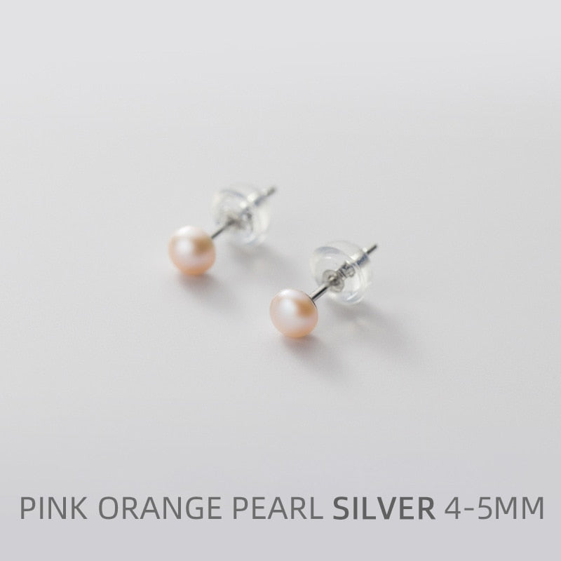 Multi-Color Natural Pearl  Anti-Allergy Stud Earring