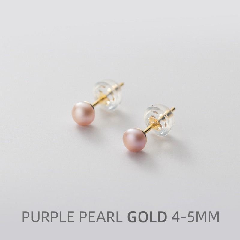 Multi-Color Natural Pearl  Anti-Allergy Stud Earring