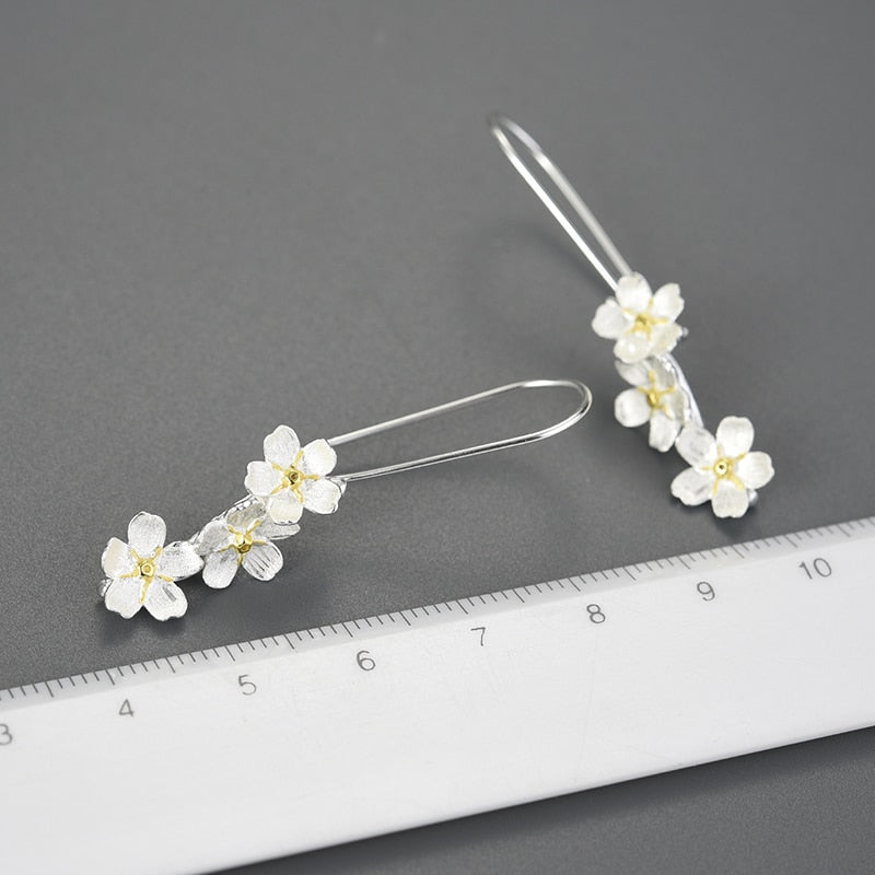 Forget-me-not Flower Long Dangle Earrings