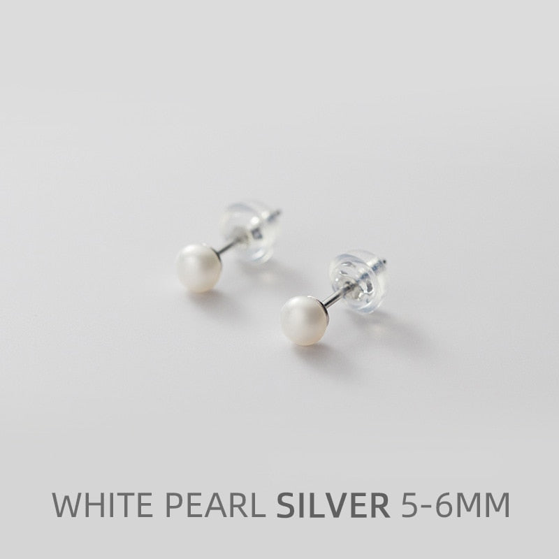 Multi-Color Natural Pearl  Anti-Allergy Stud Earring