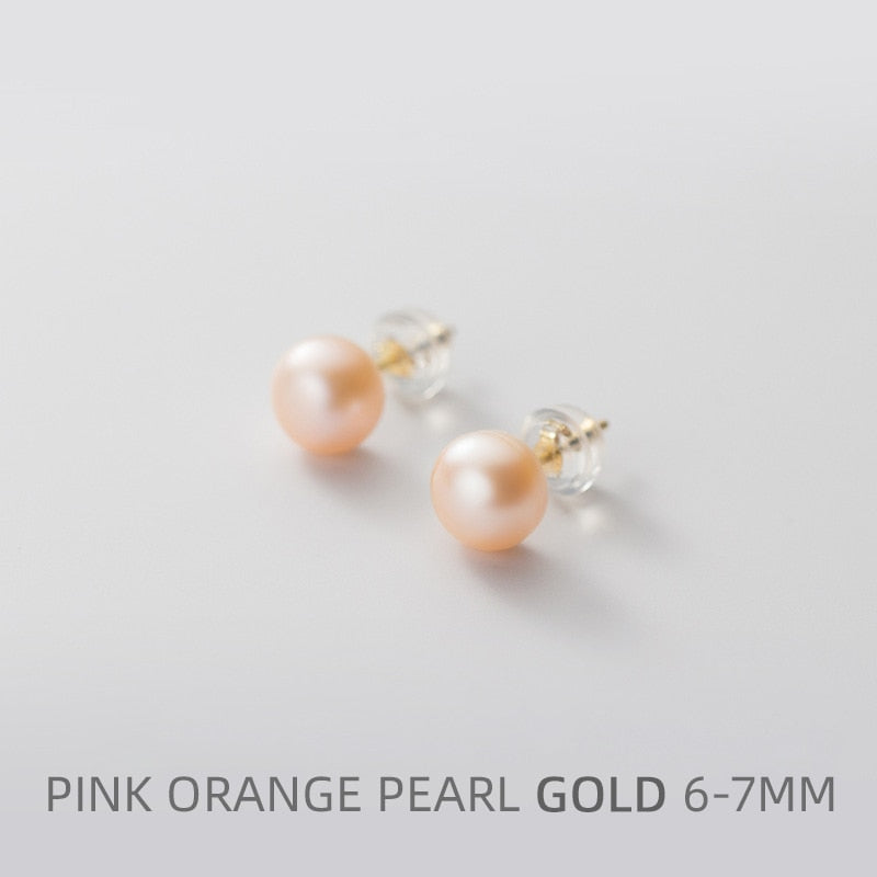 Multi-Color Natural Pearl  Anti-Allergy Stud Earring