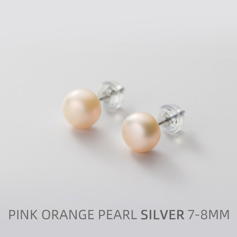 Multi-Color Natural Pearl  Anti-Allergy Stud Earring