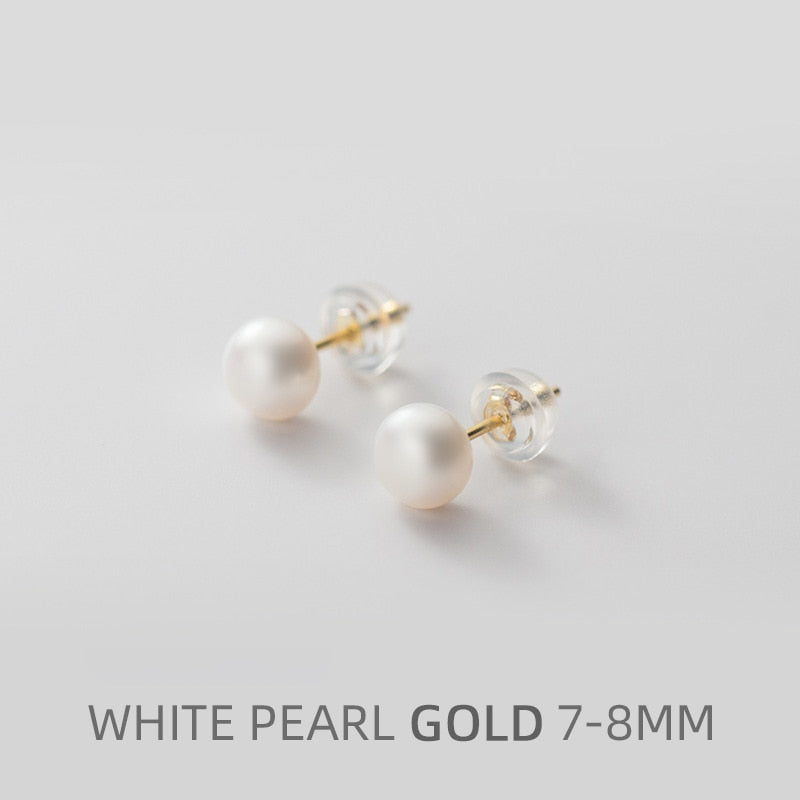 Multi-Color Natural Pearl  Anti-Allergy Stud Earring