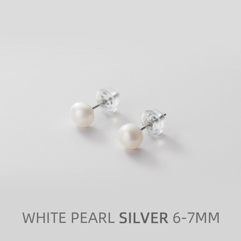 Multi-Color Natural Pearl  Anti-Allergy Stud Earring