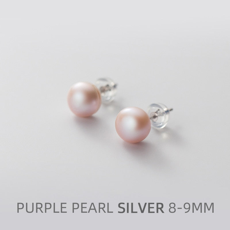 Multi-Color Natural Pearl  Anti-Allergy Stud Earring