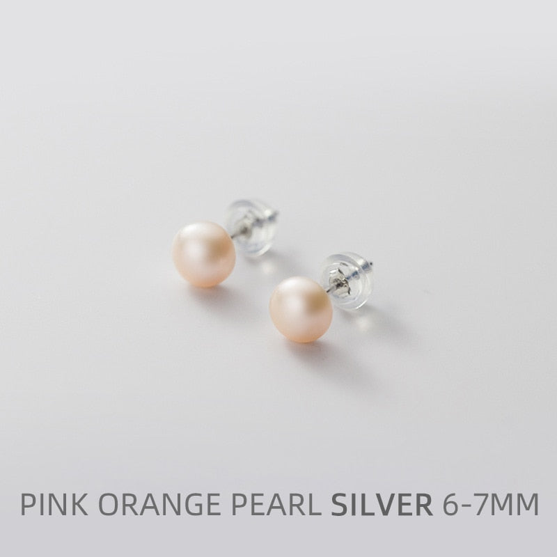 Multi-Color Natural Pearl  Anti-Allergy Stud Earring