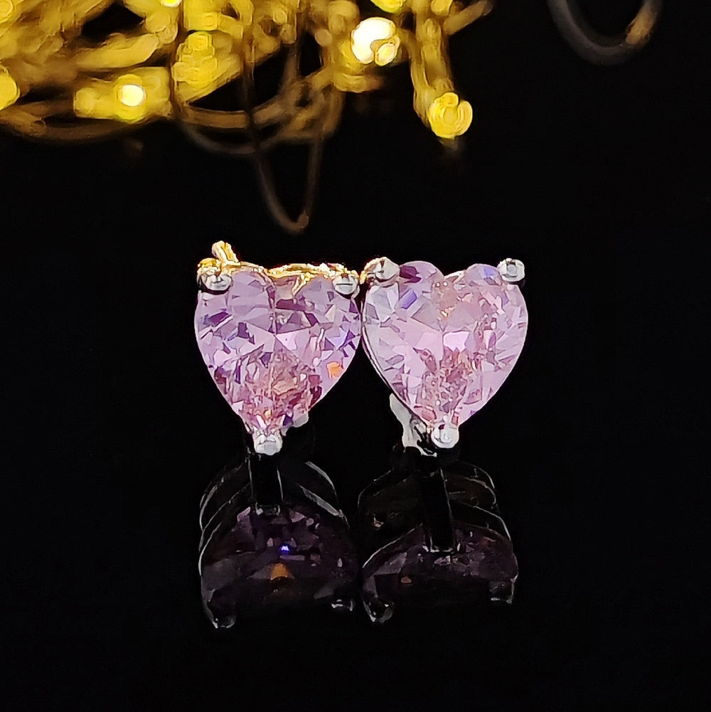 Tibetan  Pink Zircon Stud Earring Gift