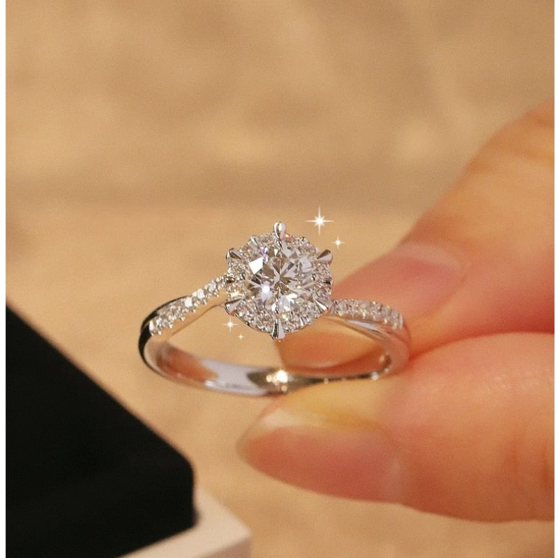 White Gold Moissanite Engagement Ring