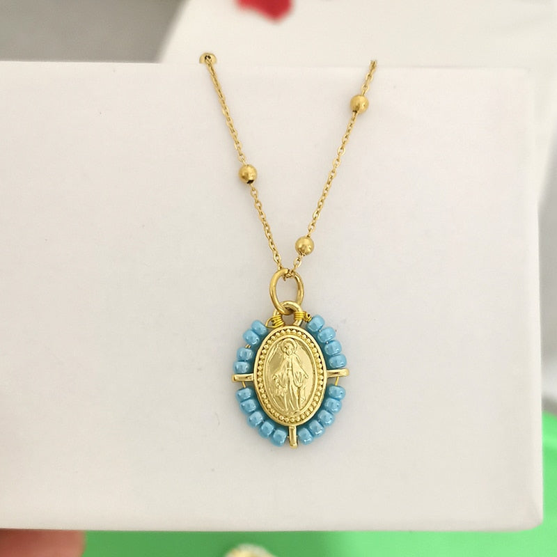 Virgin Mary Pendant Charm Necklace