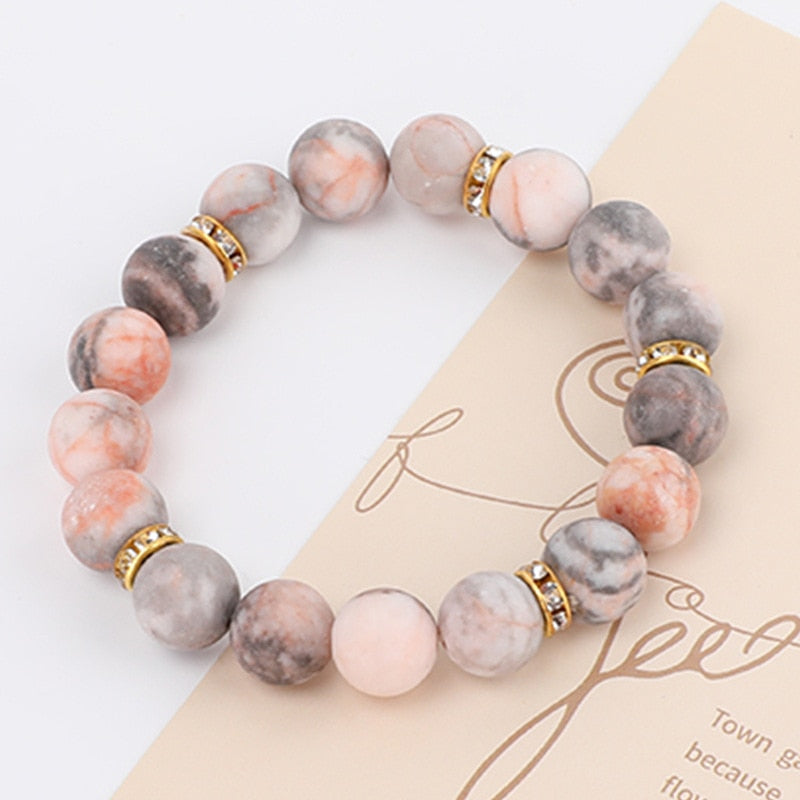 Pink Zebra Stone Love Beads Bracelet