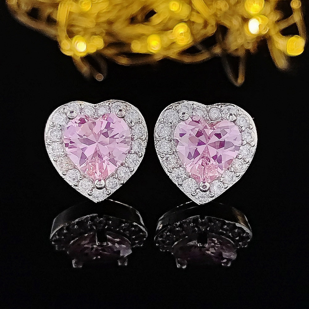 Tibetan  Pink Zircon Stud Earring Gift