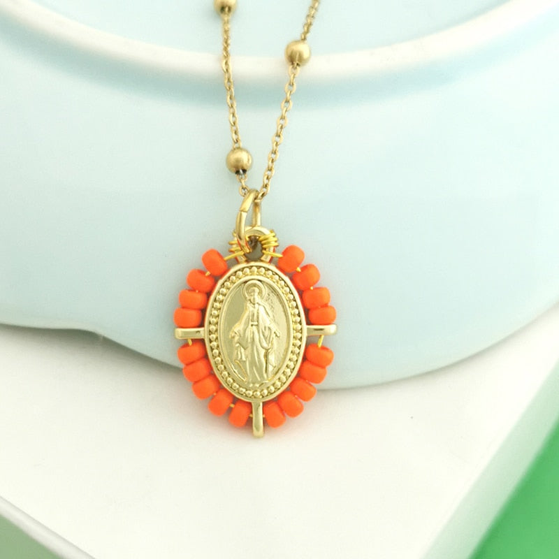 Virgin Mary Pendant Charm Necklace