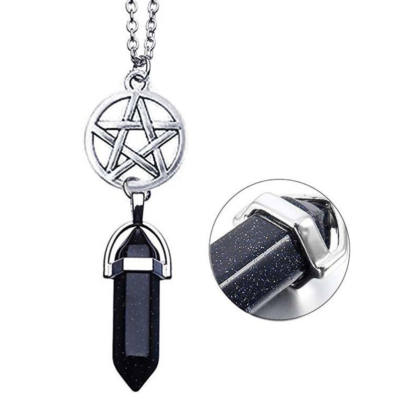 Fashion Pentagram Star Chakra Stones Pendant Necklace