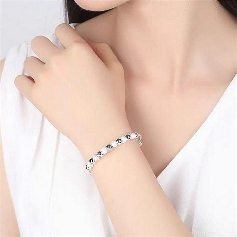 Silver Luxury Bead Bracelet With Adjustable Size