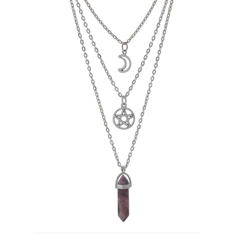 Fashion Pentagram Star Chakra Stones Pendant Necklace