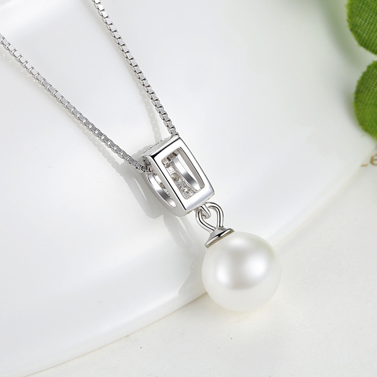 Simulated Pearl Pendant Long Chain Necklace