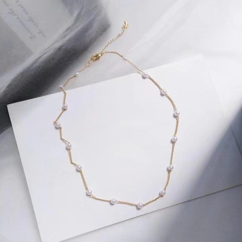 Chain Kpop Pearl Choker Necklace