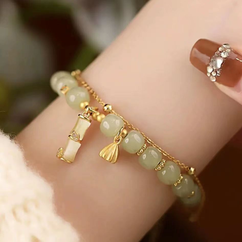 Gold Color Bracelet Leaves Double Layer Jewelry